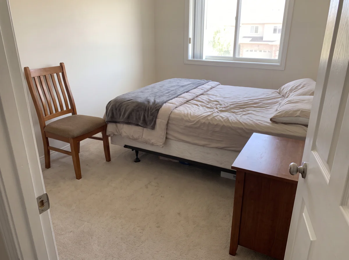 Declutter room mode: bedroom with clutter removed for a listing photo